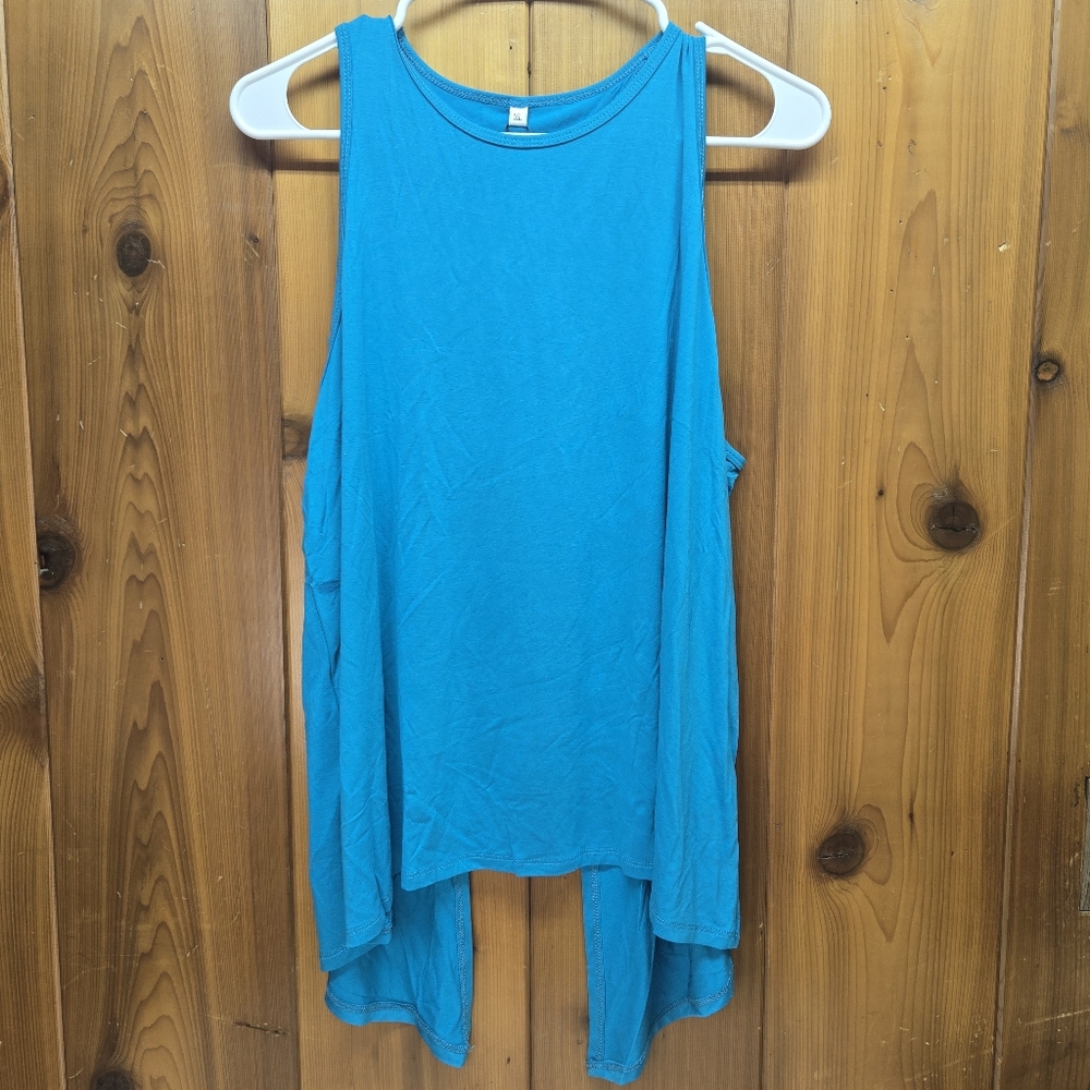 Bestisun Women’s XL Crew Neckline Active Royal Blue Tank Top Open Split Back